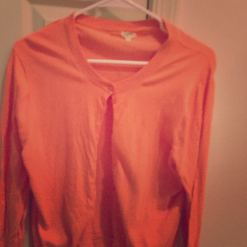 Peach colored J Crew cardigan